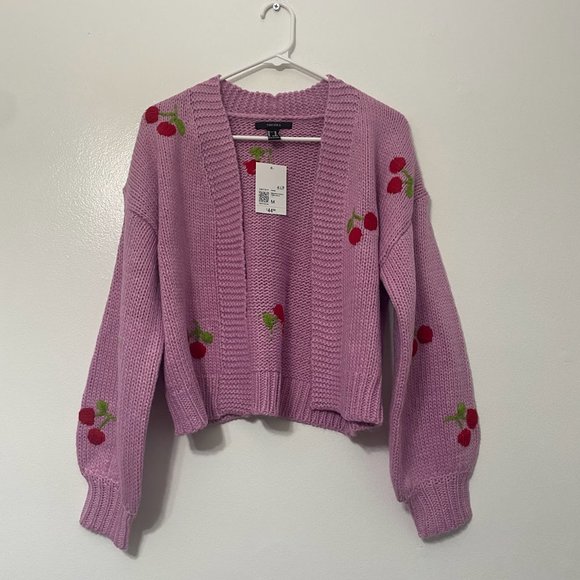 NWT Forever 21 Cherry Cardigan Sweater | Size: Various - Picture 3 of 5